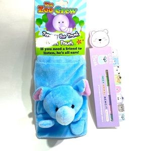 Elephant Plush Pouch Sticky Notes Bookmark Memo Pad Gift Set